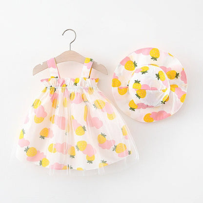 Small Fresh Fruit Suspender Skirt Set - Kalizeh