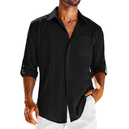 Sophisticated Edge: Modern Lace Polo Collar Shirt - Kalizeh