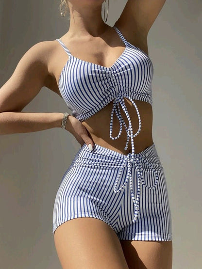 Spaghetti Strap Drawstring Two-Piece Swim Set - Kalizeh