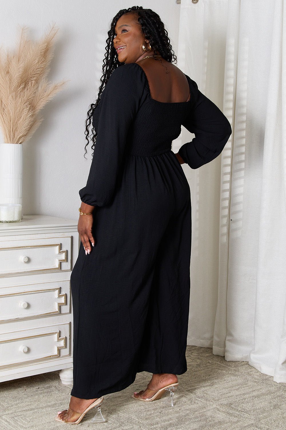 Square Neck Jumpsuit with Pockets - Kalizeh