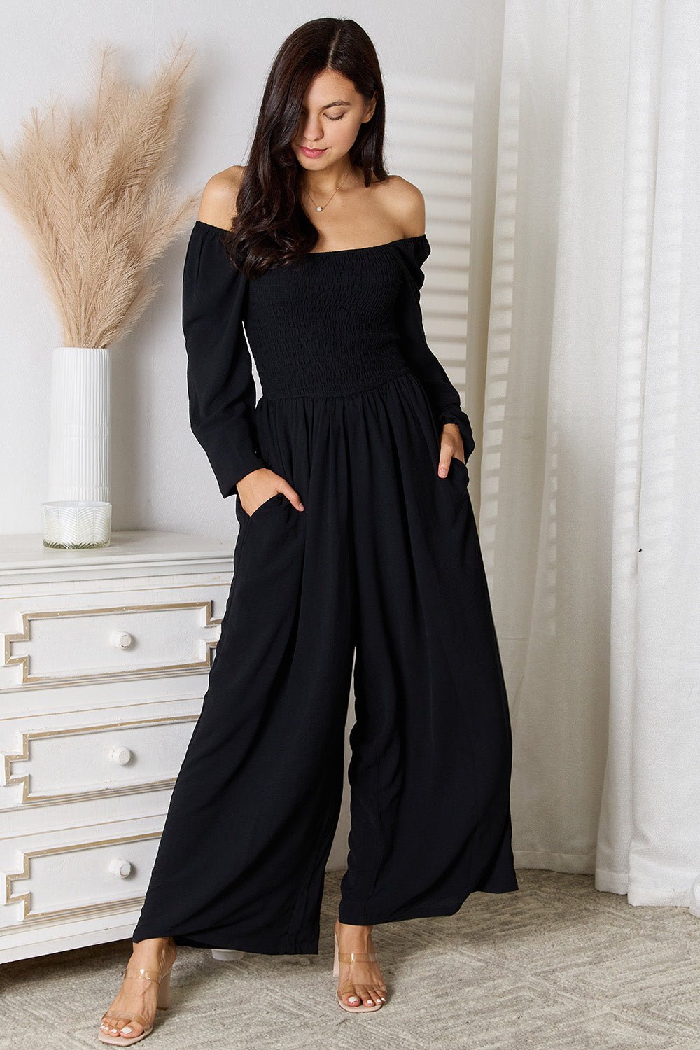 Square Neck Jumpsuit with Pockets - Kalizeh