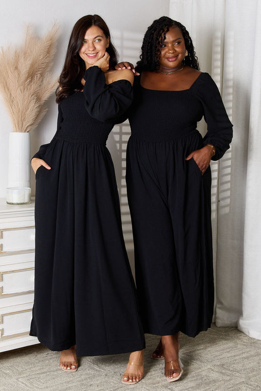 Square Neck Jumpsuit with Pockets - Kalizeh