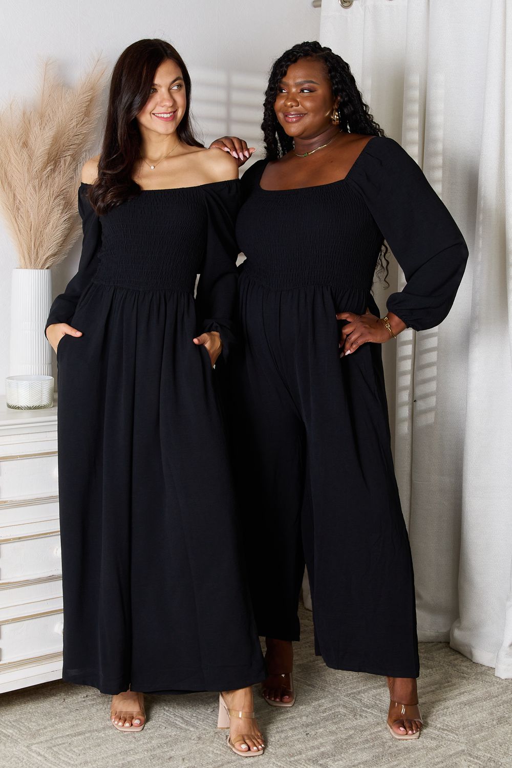 Square Neck Jumpsuit with Pockets - Kalizeh