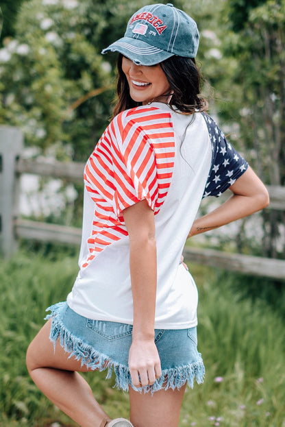 Stars and Stripes V-Neck Tee Shirt - Kalizeh