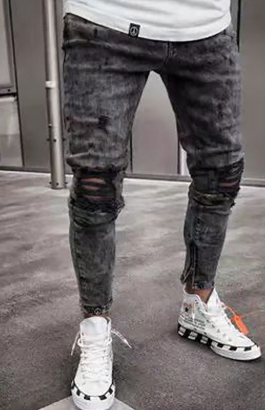 Street Style Slim Fit Ripped Distressed Jeans - Kalizeh