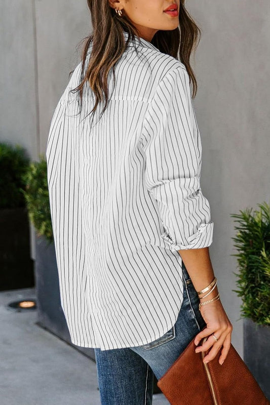 Striped Button Up Long Sleeve Shirt - Kalizeh