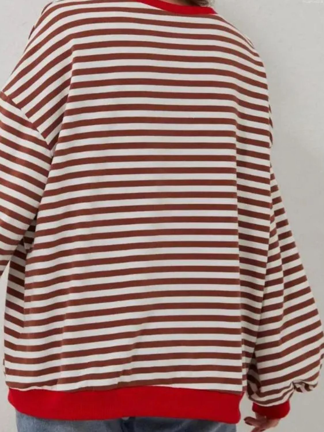 Striped Round Neck Long Sleeve T - Shirt - Kalizeh