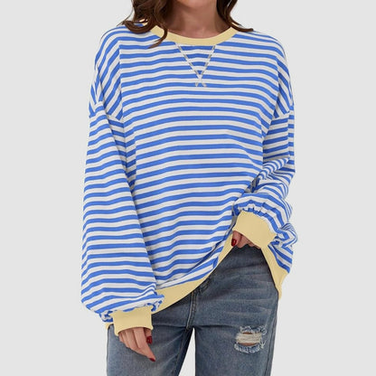 Striped Round Neck Long Sleeve T - Shirt - Kalizeh