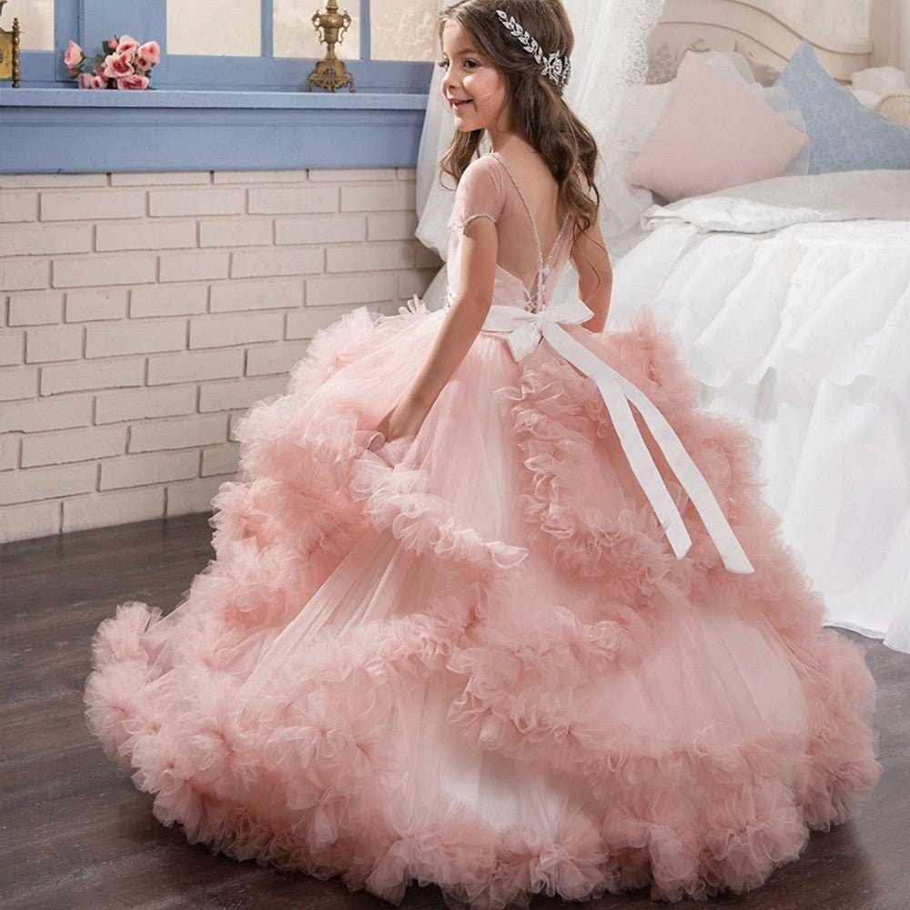 Stunning V-Back Luxury Pageant Tulle Ball Gowns for Little Princesses - Kalizeh