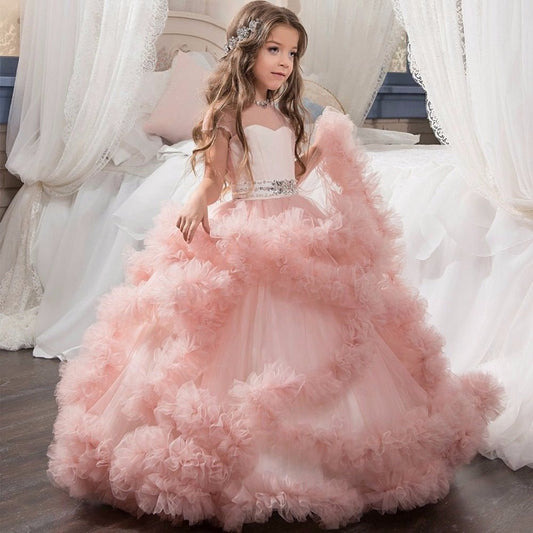 Stunning V-Back Luxury Pageant Tulle Ball Gowns for Little Princesses - Kalizeh