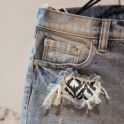 Stylish Men's Ripped Denim Shorts - Kalizeh