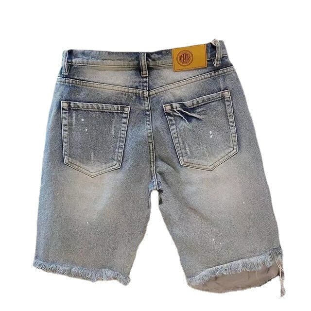 Stylish Men's Ripped Denim Shorts - Kalizeh