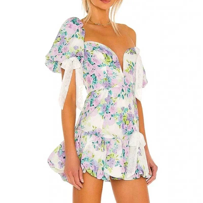 Summer Beach Party Lace Ruffled Mini Dress - Kalizeh