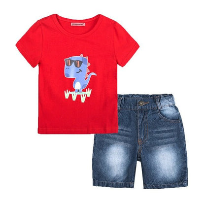 Summer Boys' T-Shirt and Denim Shorts Combo - Kalizeh