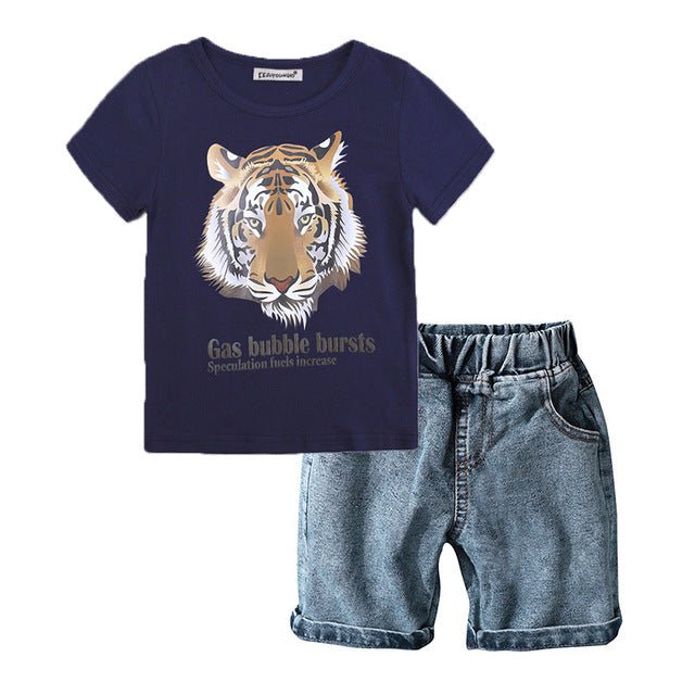 Summer Boys' T-Shirt and Denim Shorts Combo - Kalizeh