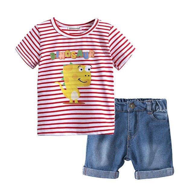 Summer Boys' T-Shirt and Denim Shorts Combo - Kalizeh