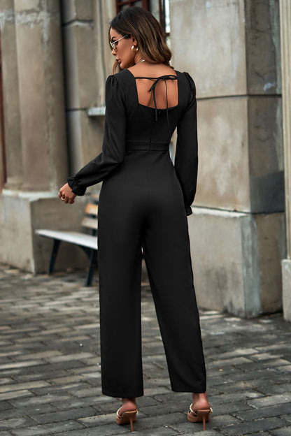 Sweetheart Flounce Sleeve Jumpsuit - Kalizeh