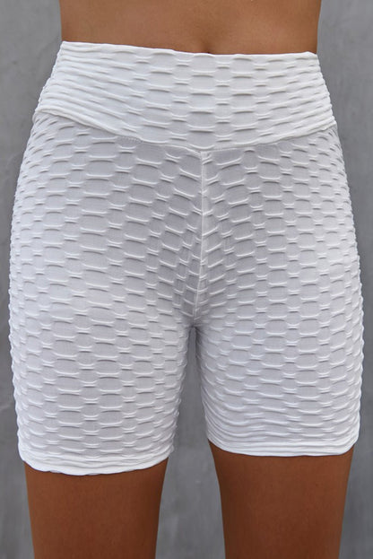 Textured High Waisted Biker Shorts - Kalizeh