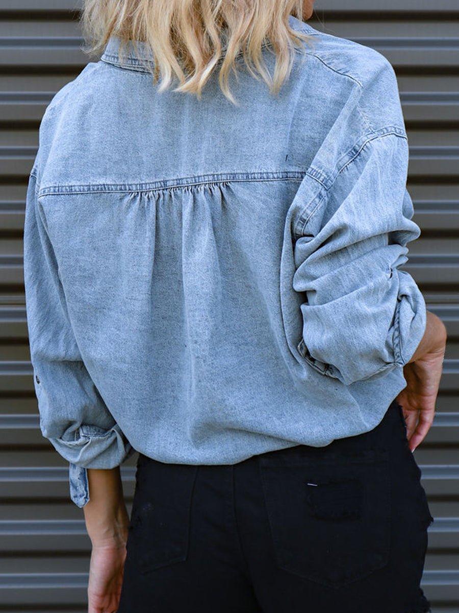 Tie Detail Denim Top - Kalizeh