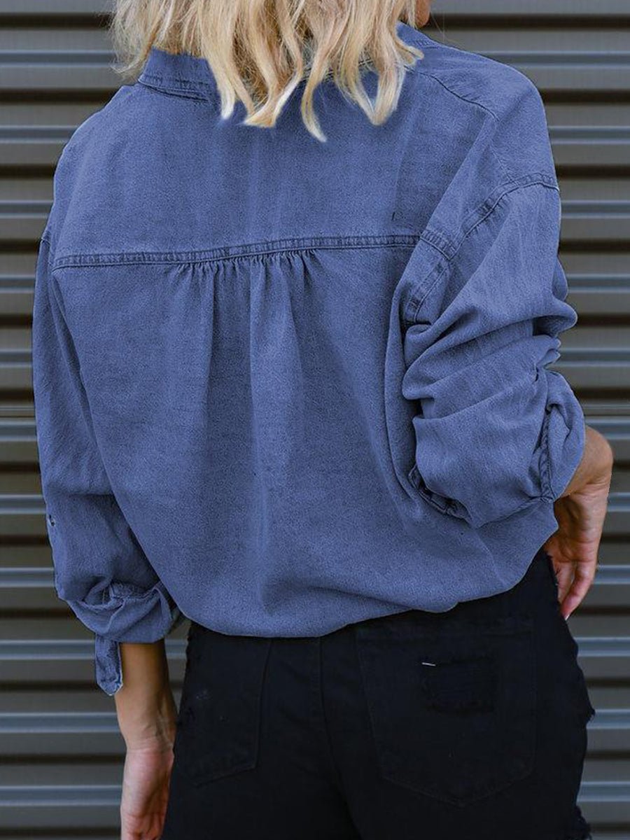 Tie Detail Denim Top - Kalizeh