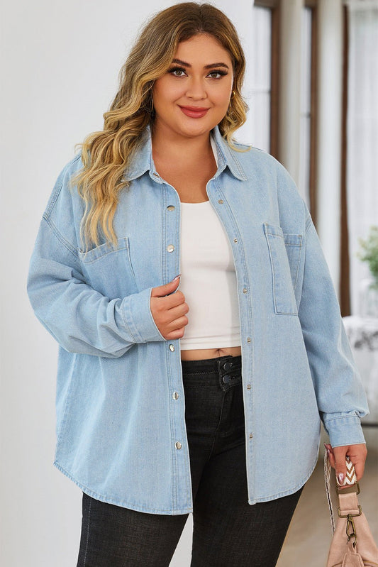 Timeless Plus Size Classic Denim Jacket - Kalizeh