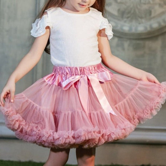 Twirl in Style: Girls Fluffy Chiffon Pettiskirt - Kalizeh