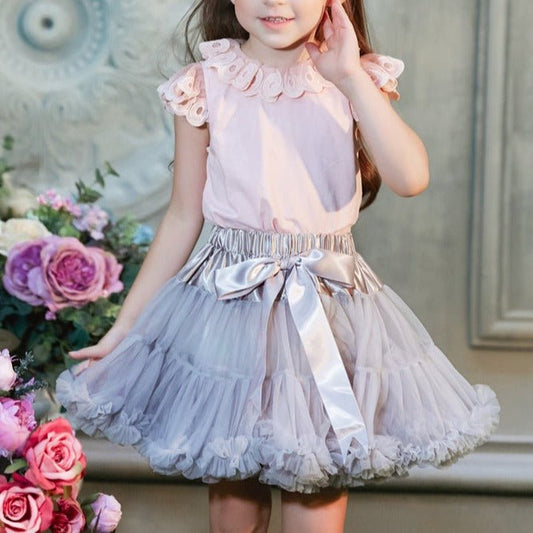 Twirl in Style: Girls Fluffy Chiffon Pettiskirt - Kalizeh