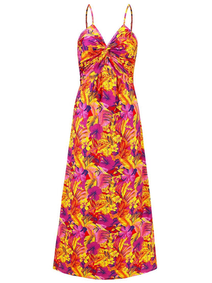 Twisted Floral V-Neck Camisole Dress - Kalizeh