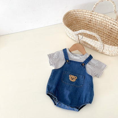 Unisex Bear Denim Overall Shorts - Kalizeh