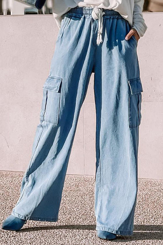 Urban Ease Drawstring Wide Leg Jeans - Kalizeh