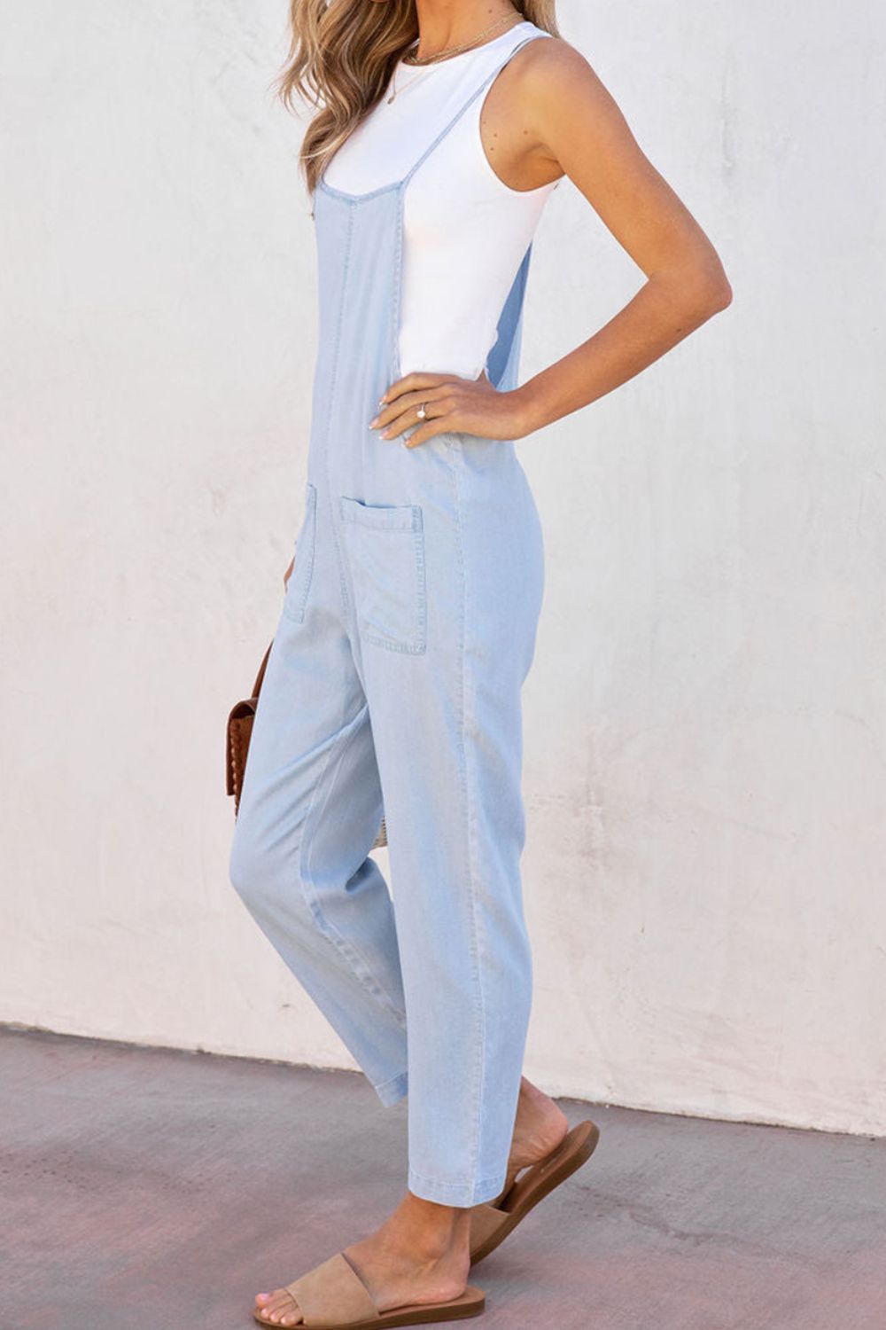 Urban Ease Spaghetti Strap Denim Overalls - Kalizeh