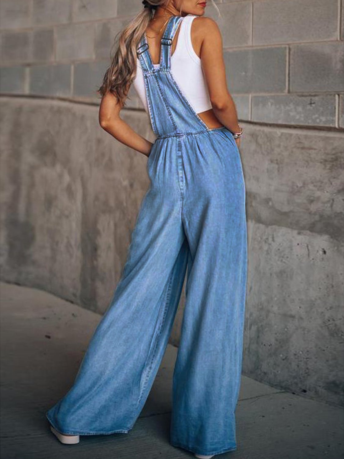 Urban Edge Wide Leg Denim Overalls - Kalizeh