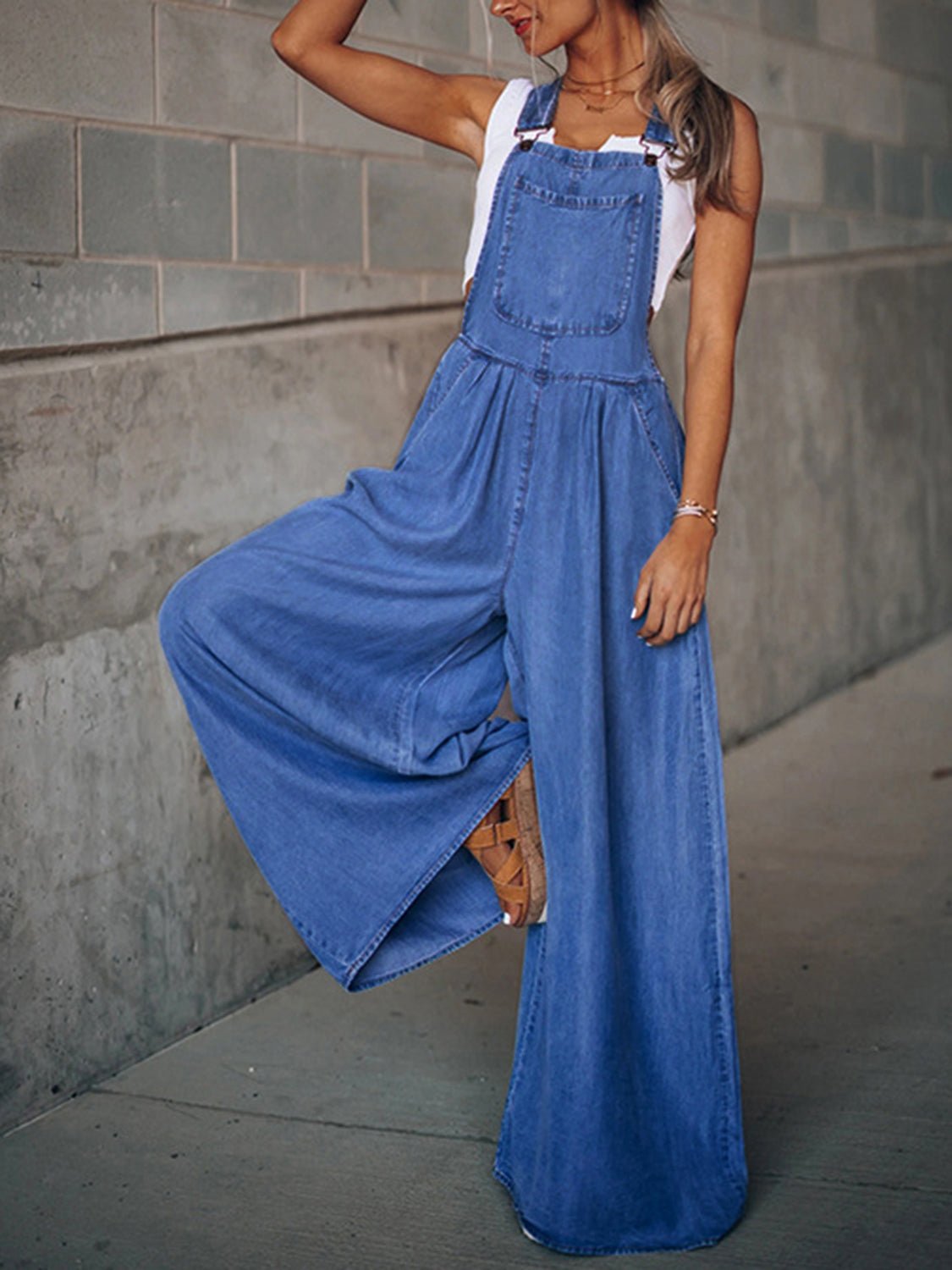 Urban Edge Wide Leg Denim Overalls - Kalizeh