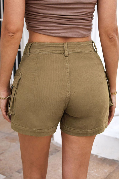 Utility Chic High Waist Cargo Shorts - Kalizeh