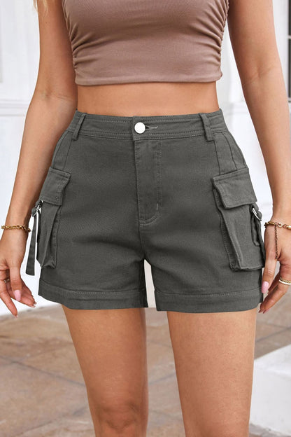 Utility Chic High Waist Cargo Shorts - Kalizeh