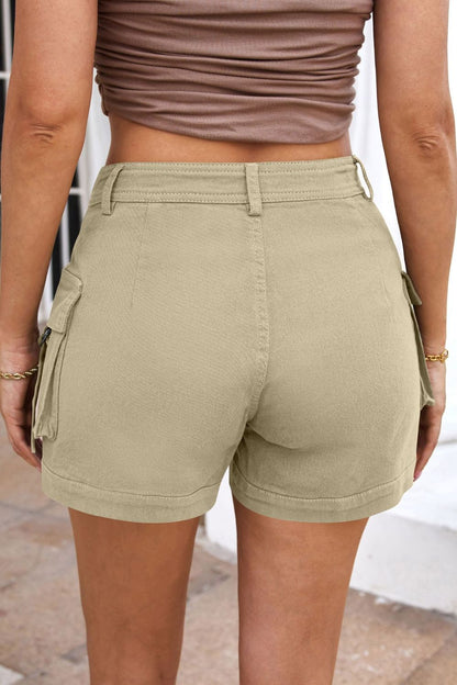 Utility Chic High Waist Cargo Shorts - Kalizeh