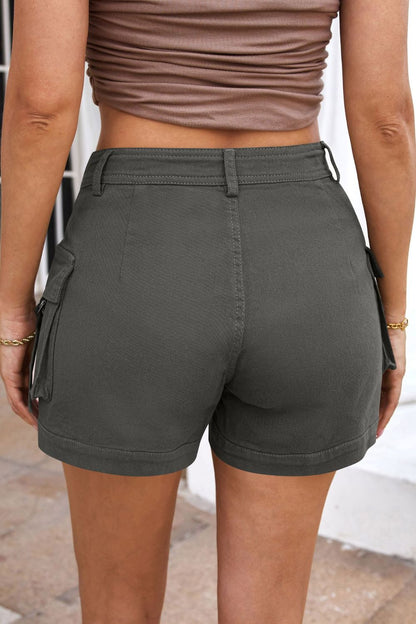 Utility Chic High Waist Cargo Shorts - Kalizeh