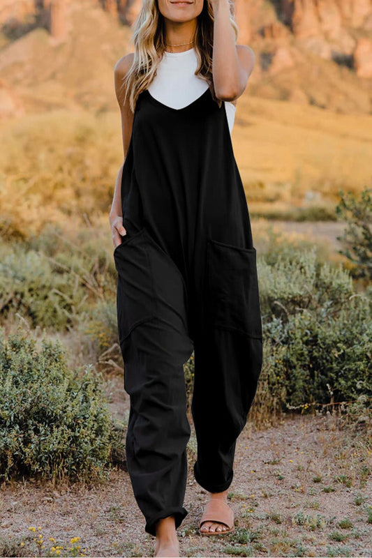 Versatile V-Neck Sleeveless Jumpsuit with Pockets - Kalizeh