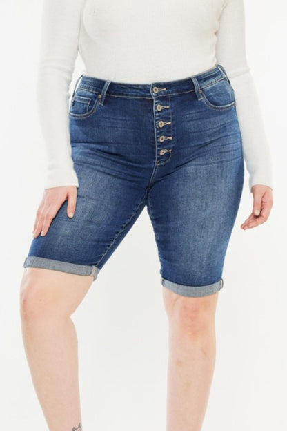 Whisker Chic Button Fly Denim Shorts - Kalizeh