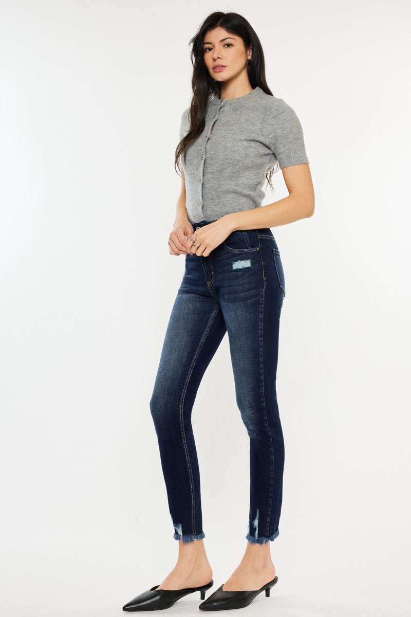 Whisker Wonder Raw Hem High Waist Jeans - Kalizeh