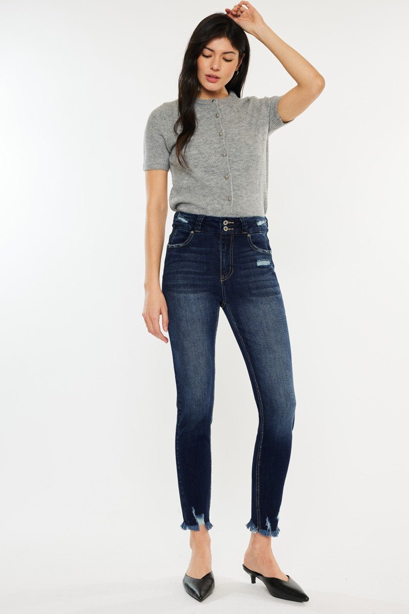 Whisker Wonder Raw Hem High Waist Jeans - Kalizeh