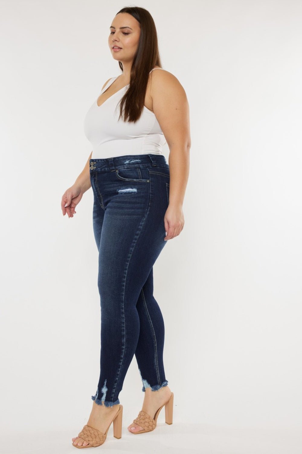 Whisker Wonder Raw Hem High Waist Jeans - Kalizeh