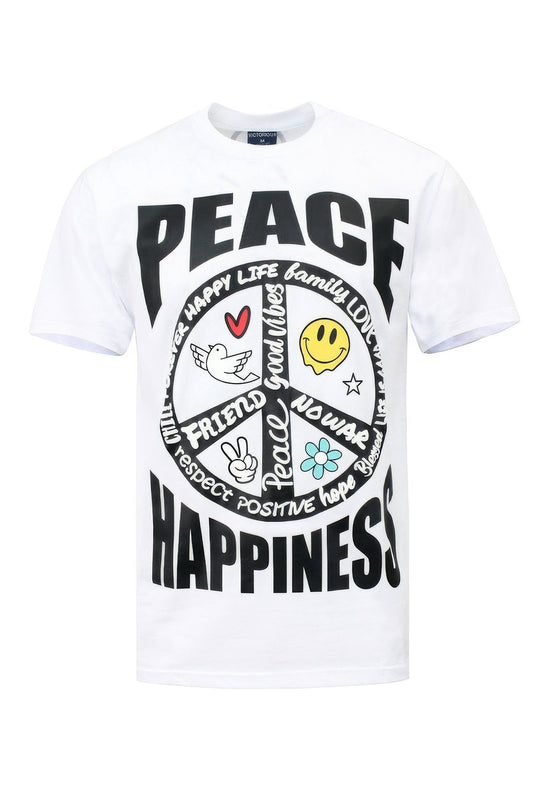 White Peace Happiness T-shirts - Kalizeh