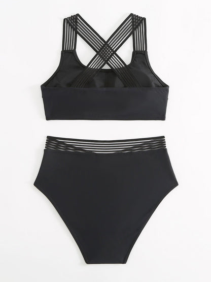 Wide Strap Crisscross Two-Piece Swim Set - Kalizeh