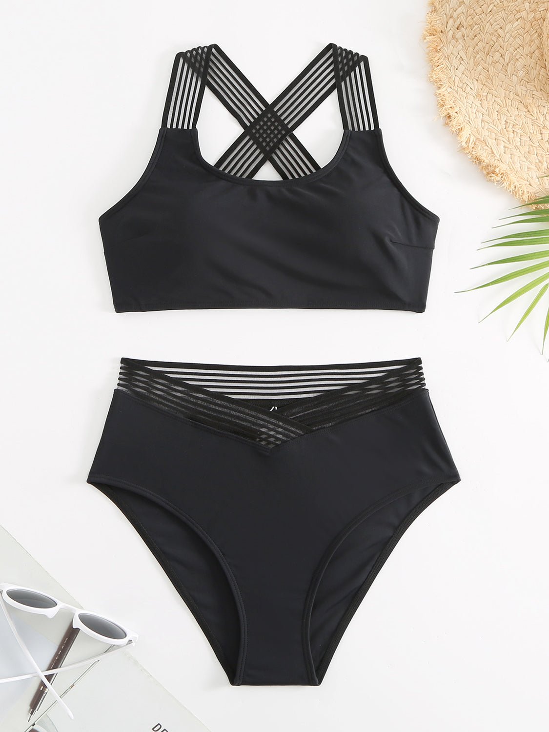 Wide Strap Crisscross Two-Piece Swim Set - Kalizeh